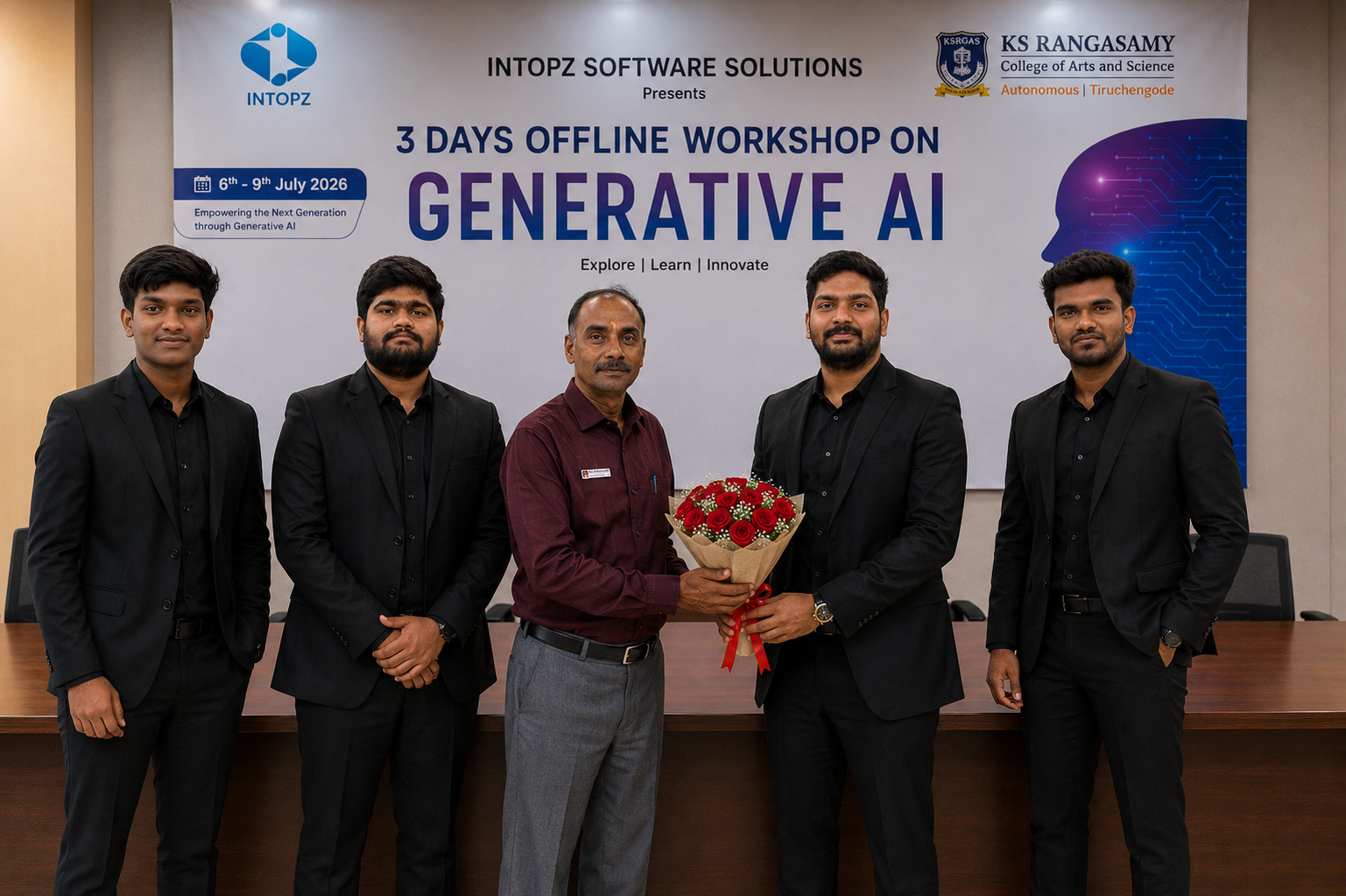 Felicitation at the 3-day Generative AI workshop, K.S. Rangasamy College of Arts and Science